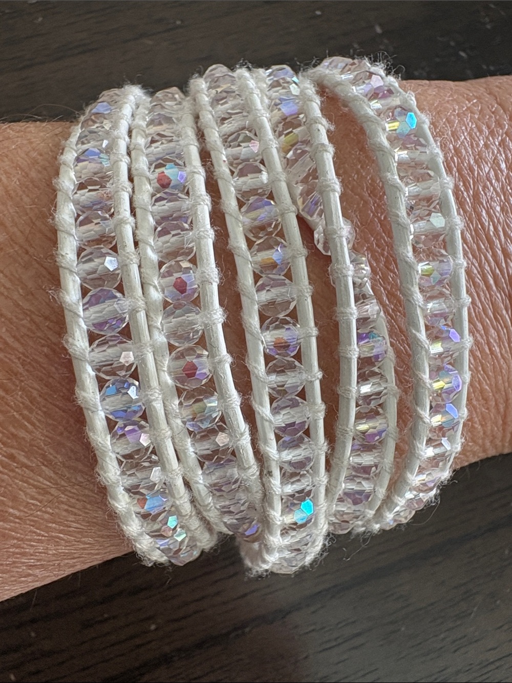 Victoria Emerson White Wrap Bracelet with Iridescent Beads